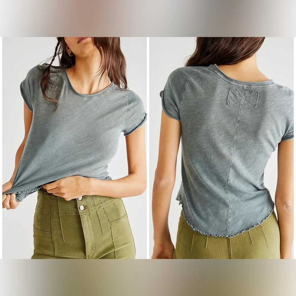 NWOT Free People We the Free Be my Baby Tee - washed army green - XS, S, M